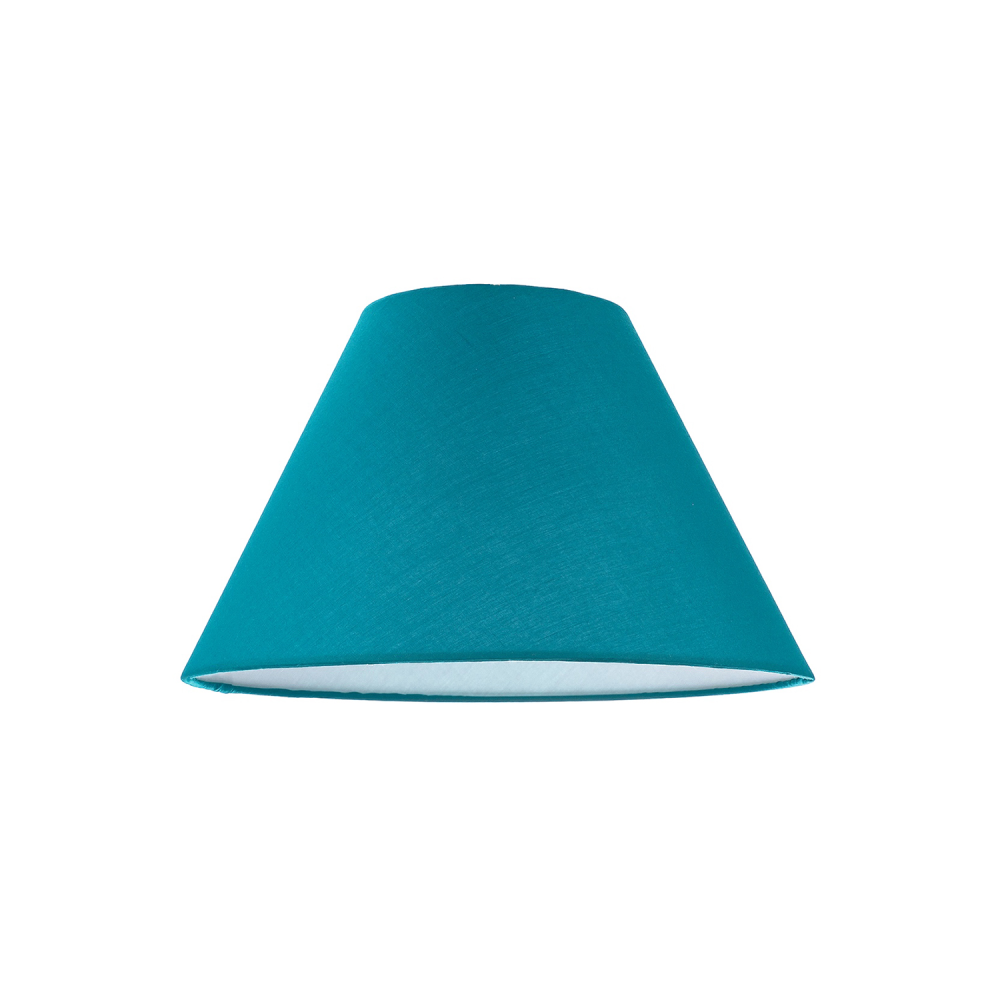 Traditional 8 Inch Vivid Teal Cotton Fabric Coolie Lamp Shade by Happy Homewares