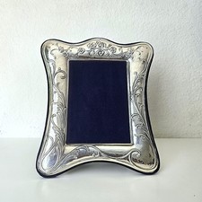 Cornice portafoto vintage italiana placcata argento art nouveau ornata floreale 10,5"
