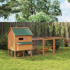 137" Wooden Chicken Coop for 8-10 Chickens, Backyard, Orange