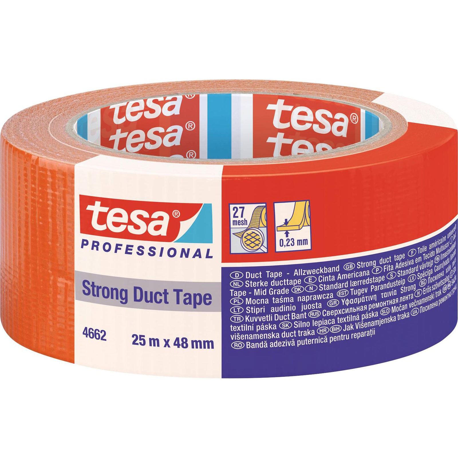 tesa duct Tape orange 25m x 48mm strong Adhesive flexible