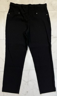 Maurices Pullon Textured Light Weight Knit Black Skinny Ankle Pants Size L 32x24