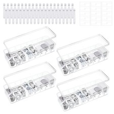 4 Pcs Cord Storage Organizer Clear Plastic Cable Storage Box with 40 Silicone...