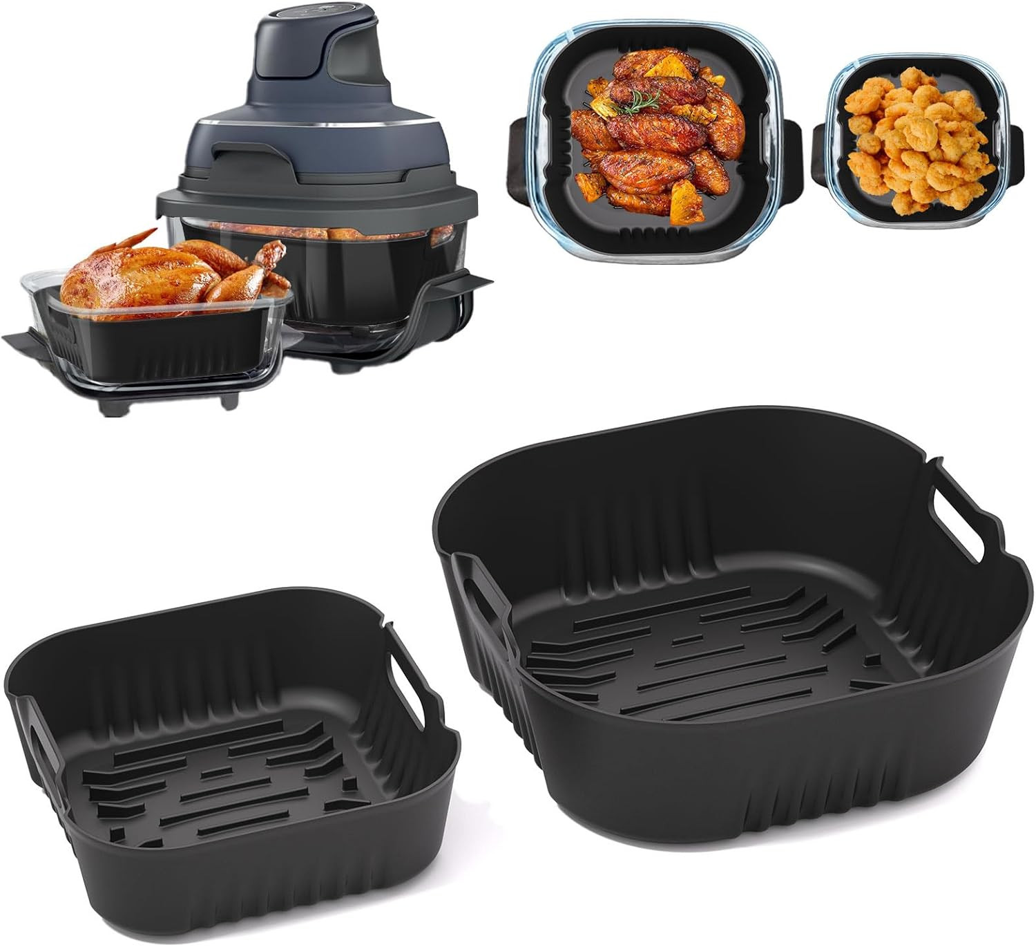 Silicone Air Fryer Liners for Ninja Crispi FN101, Airfryer Silicone Liner for Ni