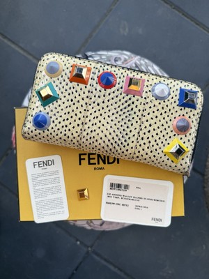 FENDI dotted scaled leather Rainbow long zip continental wallet Geldbörse Neu 