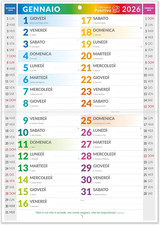 Calendario 2026 Da Muro Tipo Olandese "COLOR" | in Carta Ecosostenibile NON Pati