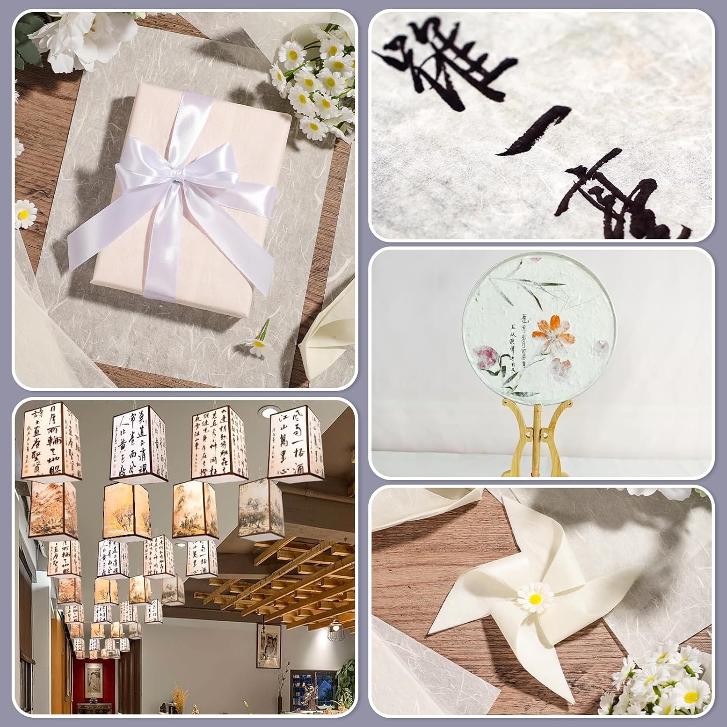 60 Sheets Mulberry Paper 8.5 x 11, Rice Paper Handmade Decoupage Sheets for Writ