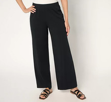 Denim Co. Beach Jersey Tall Full Length Wide Leg Pant Black XLT A678643