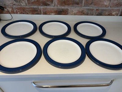 6 Speiseteller Denby Boston blau 26 cm Steingut Made in England