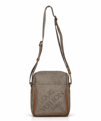 LOUIS VUITTON GRAY GEANT CITADIN MM CANVAS LEATHER CROSSBODY BAG