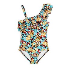  NEW Kanu Surf Girls Morgan Floral Ruffle 1-Shoulder 1-Piece Swimsuit
