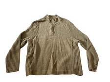 VTG. Woolrich Men's Pullover Sweater Brown Size Large 1/4 Zip Knitted Mock Neck