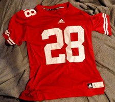 JERSEY WISCONSIN SIZE L FOOT BALL UW WISCONSIN NUMBER 28 RED WHITE VINTAGE