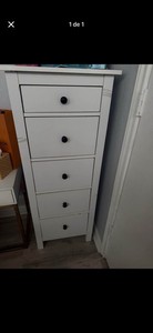 White 5-Drawer Freestanding Chest of Drawers, Knob Pulls, 18x15x48