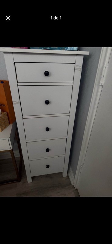 White 5-Drawer Freestanding Chest of Drawers, Knob Pulls, 18x15x48