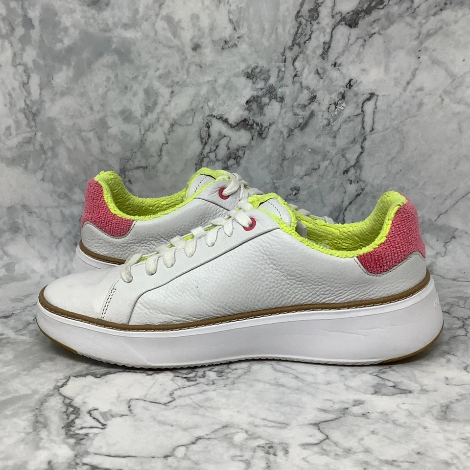 Zapatilla deportiva Cole Haan para hombre 8B cuero marfil Grandpro Topspin parte superior baja con cordones P39-4 Foto 4 de 4