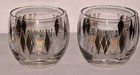 Vintage Federal Harlequin Roly Poly Black Gold Diamond Set Caddy & 8 Glasses EUC — photo 4