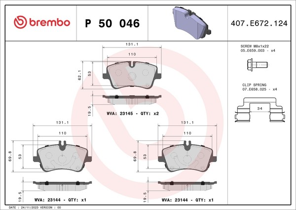 Brembo Bremsbelagsatz Scheibenbremse Prime P 50 046 FüR Mercedes W203 CLK A209-image