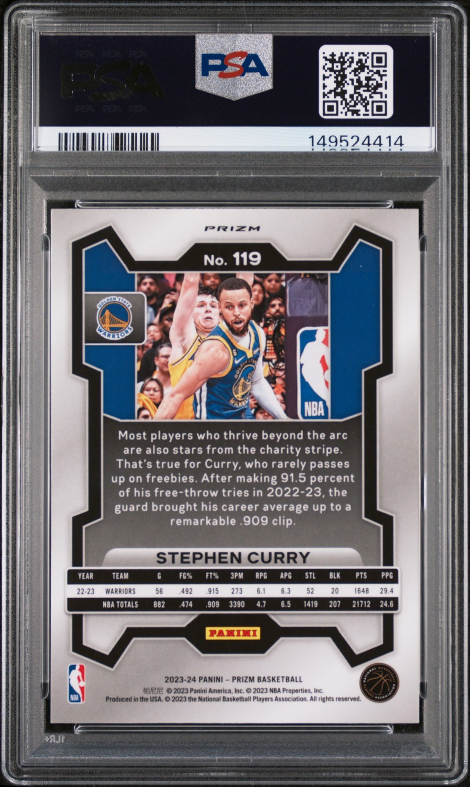 2023 PANINI PRIZM PINK ICE #119 STEPHEN CURRY PSA 10 view 2