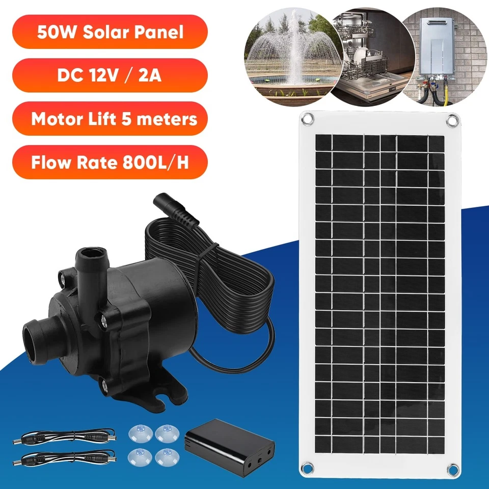 800L/H Solar Teichpumpe Solarpumpe Gartenteich Pumpenset Springbrunnen Teich 50W - Bild 2 von 4