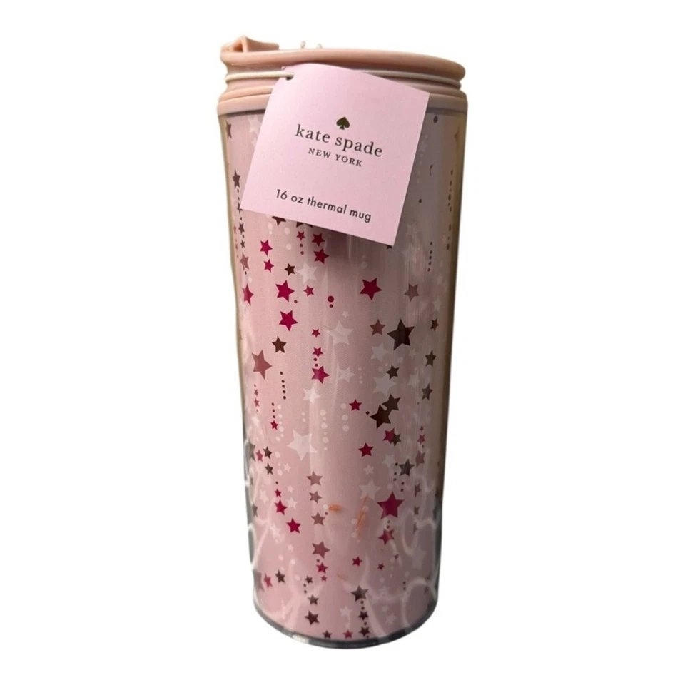 Taza de viaje térmica Kate Spade “Shooting Stars” 16 oz | Pink Stars | Nueva Foto 2 de 4