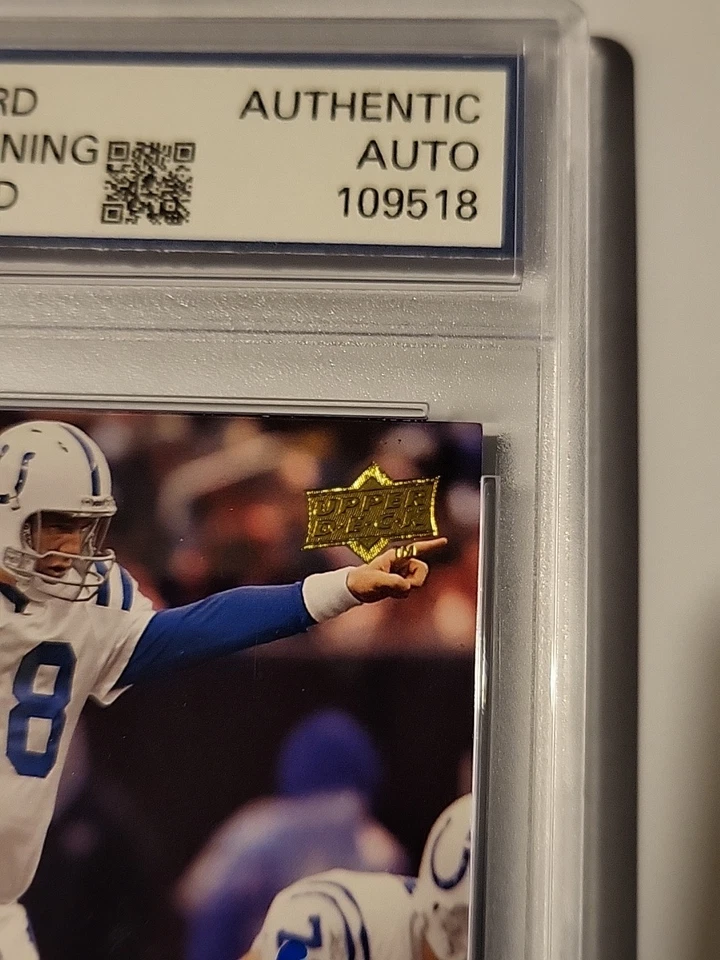 Peyton Manning Autógrafo Firmado a Mano 2009 Cubierta Superior Fútbol #85 con Certificado de Autenticidad Colts Foto 4 de 4
