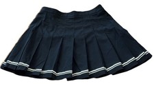 Vintage 90s Womens 10 Tail Black White Trim Pleated Tennis Skirt Made in USA