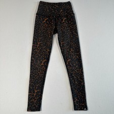 Beyond Yoga Womens Compression Leggings Brown Leopard Print Size XS Made in USA