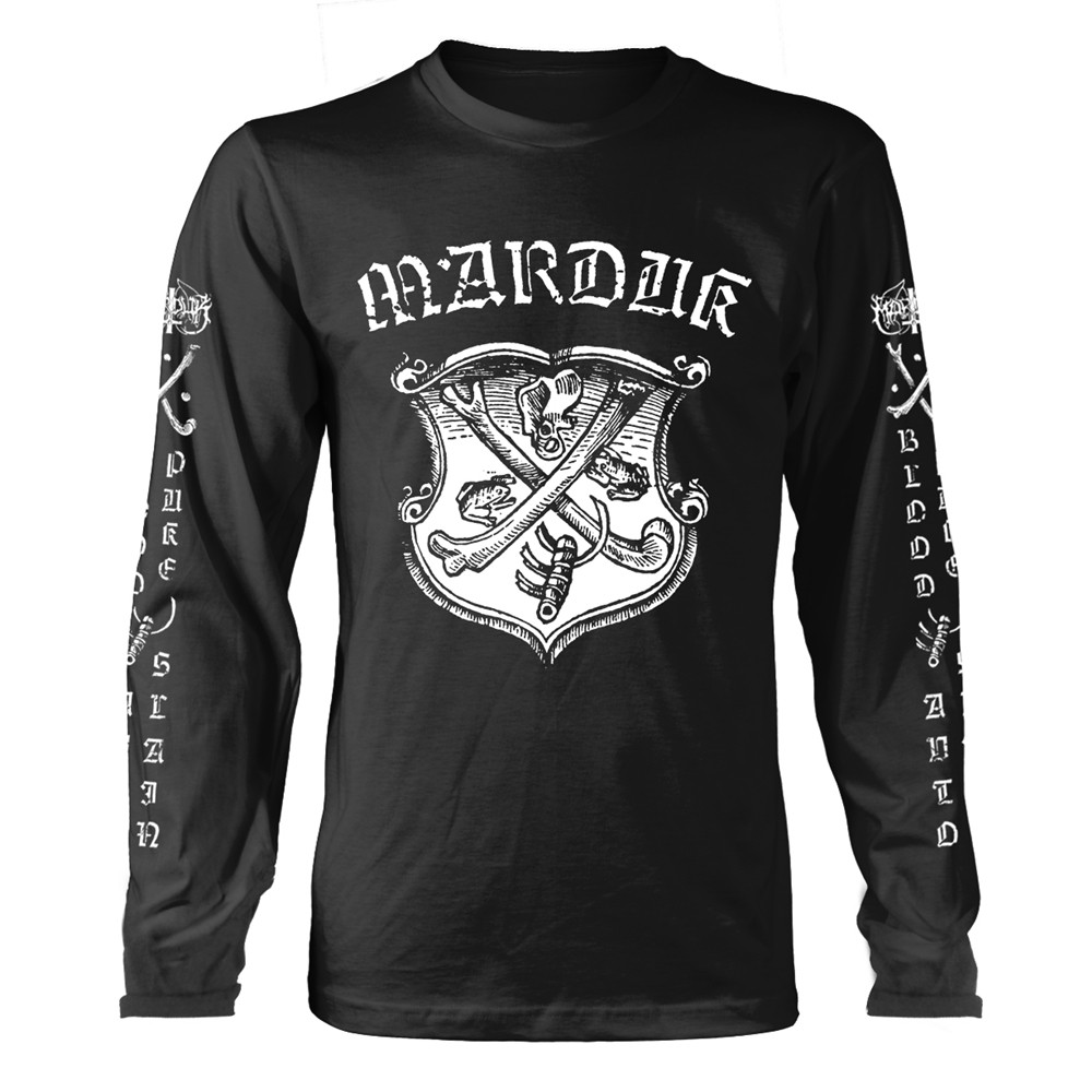 ЧЕРНАЯ рубашка с длинным рукавом MARDUK - BLOOD PUKE SALVATION небольшого размера.