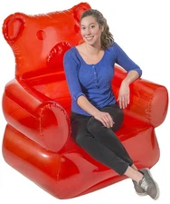 The Gummy Bear Inflatable Chair, PVC, Red, Eclectic Style for Relaxing, Decor...