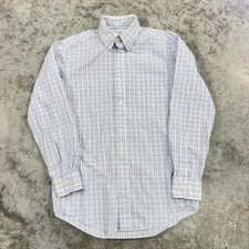 Brooks Brothers Shirt Mens Small Blue White Plaid Button Down USA Made cotton