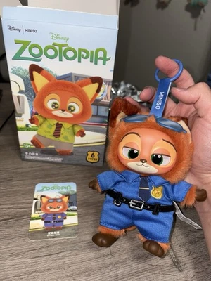2PCS MINISO Zootopia Officer Judy & Nick Plush Toys Charms
