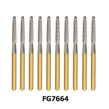 10 Pcs Dental Tungsten Carbide Burs Trimming & Finishing Round End Taper FG-7664