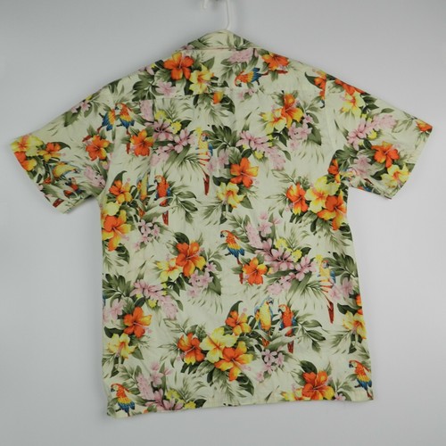 RJC Cream Multicolor Floral Parrot Aloha Hawaiian Camp Shirt Men's Size Medium - Bild 2 von 6