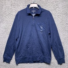 Club Room Sweater Mens Large Blue Quarter Zip long Sleeve Ribbed Waist and Wrist