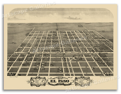 1869 El Paso Illinois Vintage Old Panoramic City Map - 24x32