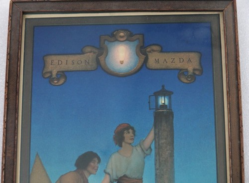 MAXFIELD PARRISH PRINT VENETIAN LAMPLIGHTER EDISON MAZDA CALENDAR 1922 - Picture 4 of 10