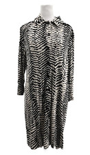 Chicos Travelers Black White Zebra Long Jacket Blouse Size Large Chico's 2
