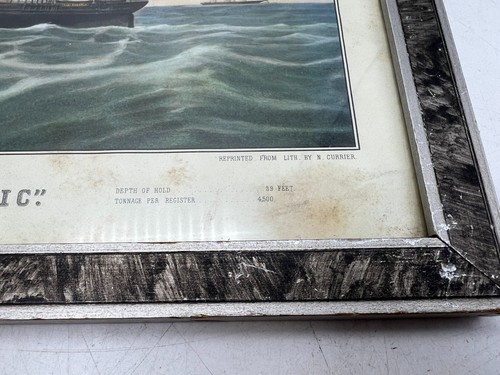 Vintage Framed "Clipper Ship Great Republic" Reprinted from Lithograph N Currier - Picture 3 of 5