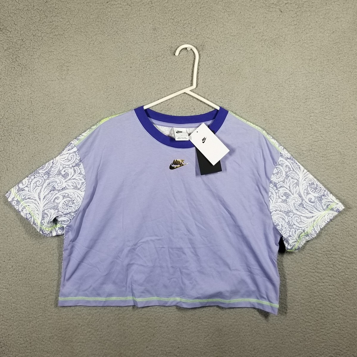 Nike Serena Williams Design Crew Shirt Woman Large Crop DR6746-569 Purple  Tennis