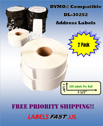 Dymo Compatible LabelWriter 30252 White Paper Rolls Twin Turbo Duo - Picture 8 of 70