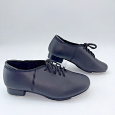 Theatrical Girls Child Tap Dance Shoes Black Lace Up T9500C Size 1.5