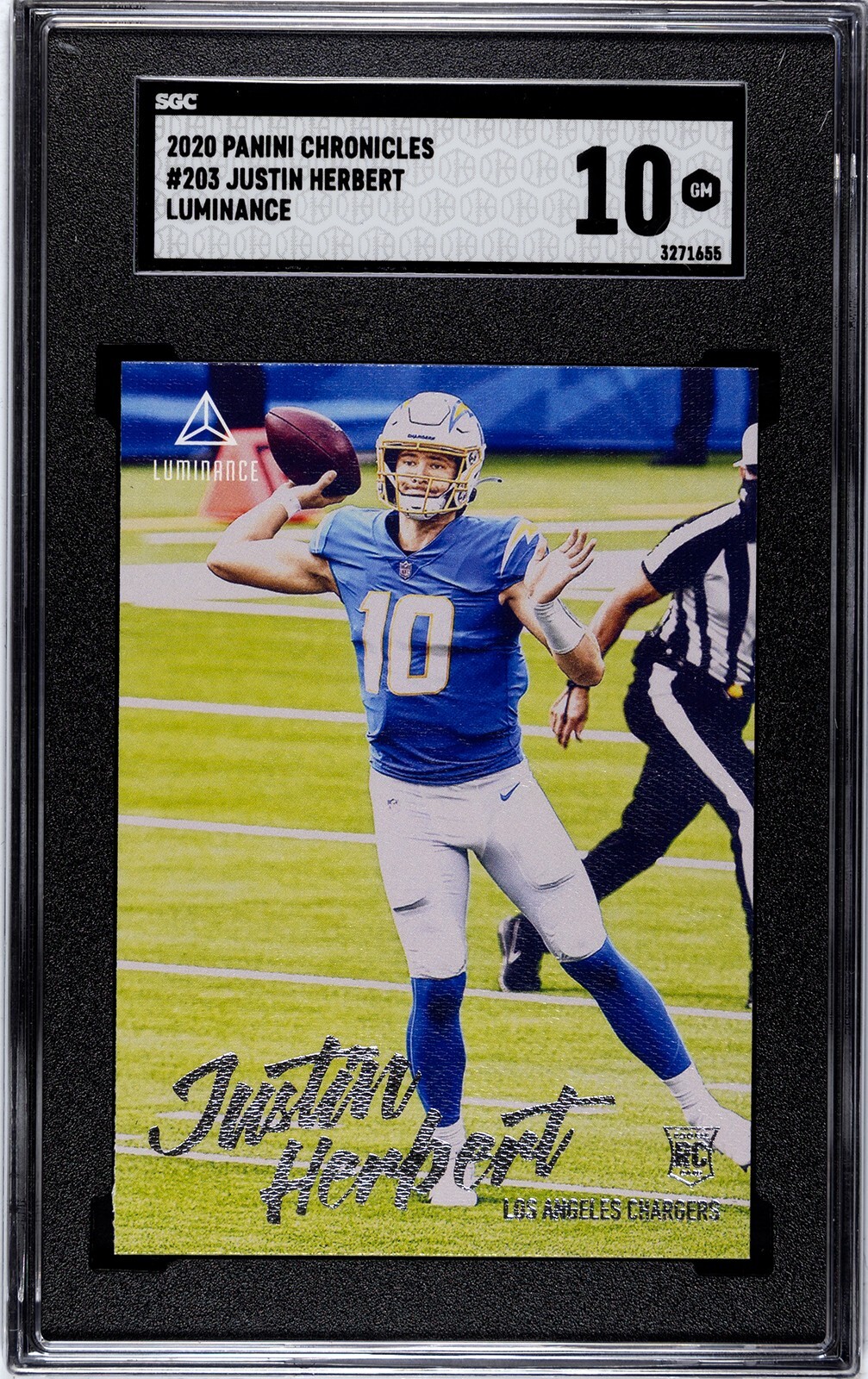2020 Panini Chronicles Luminance #203 Justin Herbert Rookie SGC 10 GEM MINT RC