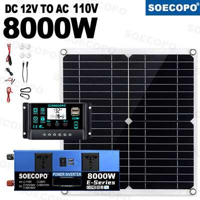 Solar Full 8000w 110/220V Inverter 300W Solar Panel  Home 100A Controller System