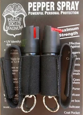 2 PACK Police Magnum pepper spray 1/2oz Keyring Jogger Runner Hand Strap Defense
