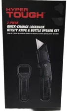 New Hyper TOUGH 2-Pcs Quick Change Lockback Utility Knife & Bottle Opener Set