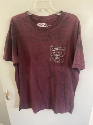 Affliction Fast & Furious Men s NWT Maroon Printed Tee Short Sleeve Size XL Slim