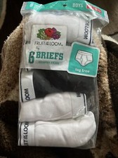 Fruit of the Loom Boys Classic Briefs 5pk Size M 10-12 Tag Free 4 White 1 Black