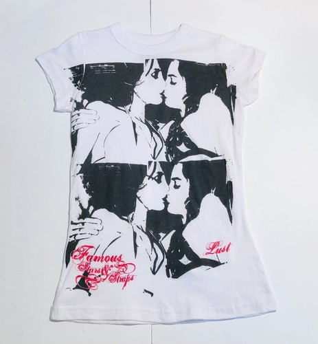 FAMOUS STARS AND STRAPS Damen T-Shirt weiß I Kissed A Girl Travis Barker Gr. S