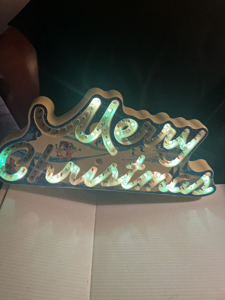 VINTAGE 1992 Holiday Classics Glow Merry Christmas Sign VINTAGE 1992 Holiday Classics Glow Merry Christmas Sign