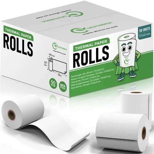 50 Rouleaux tpe - Bobine de papier thermique pour carte bleue - 57x40x12mm LO...